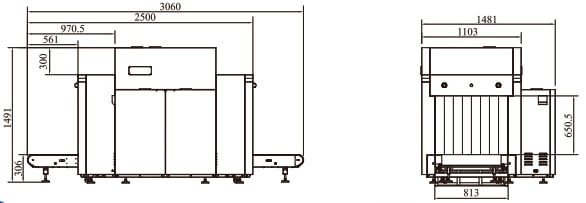 8065D dual video X-ray machine size